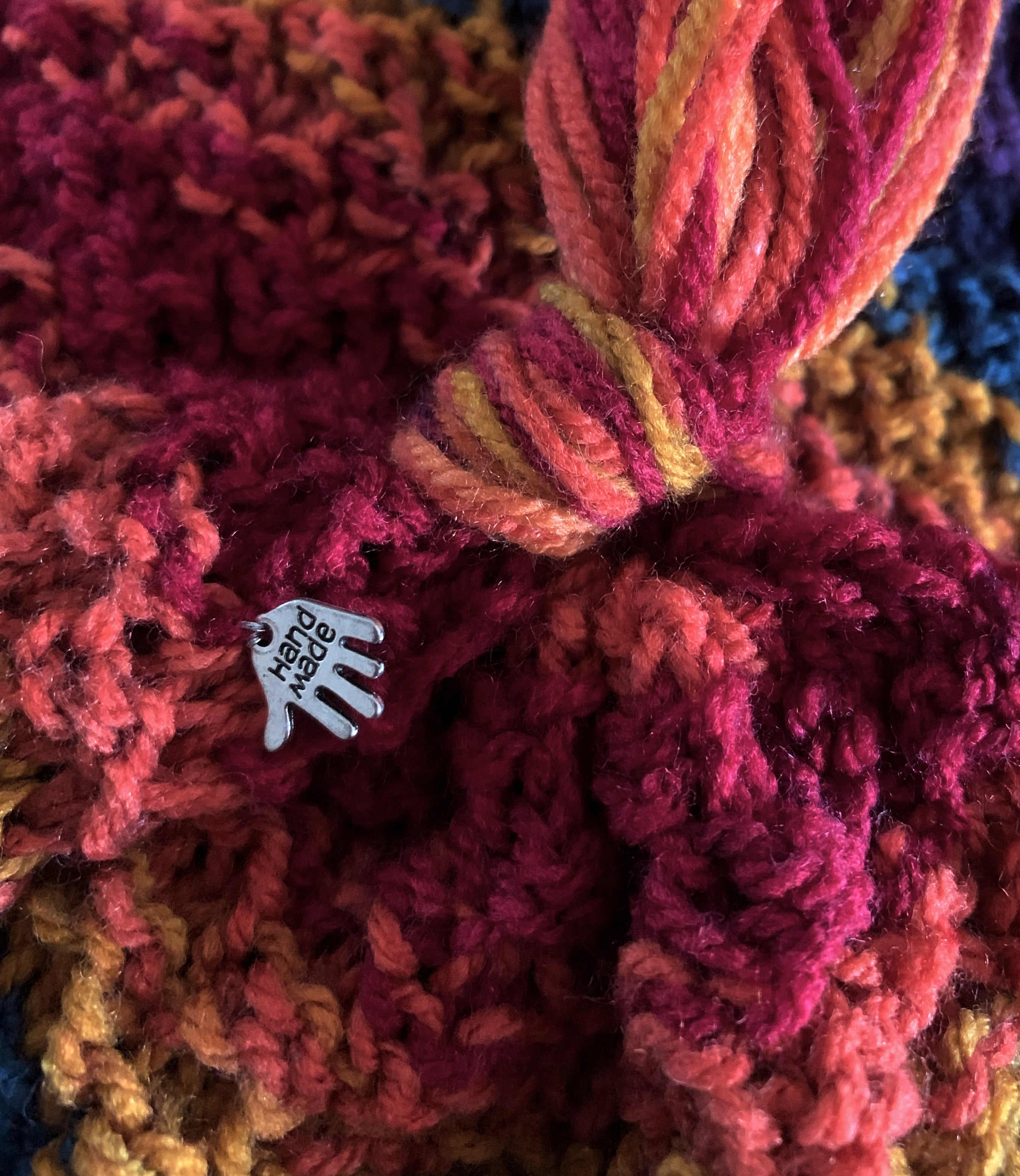 DARK RAINBOW textured scarf handmade by Granny Fireside
