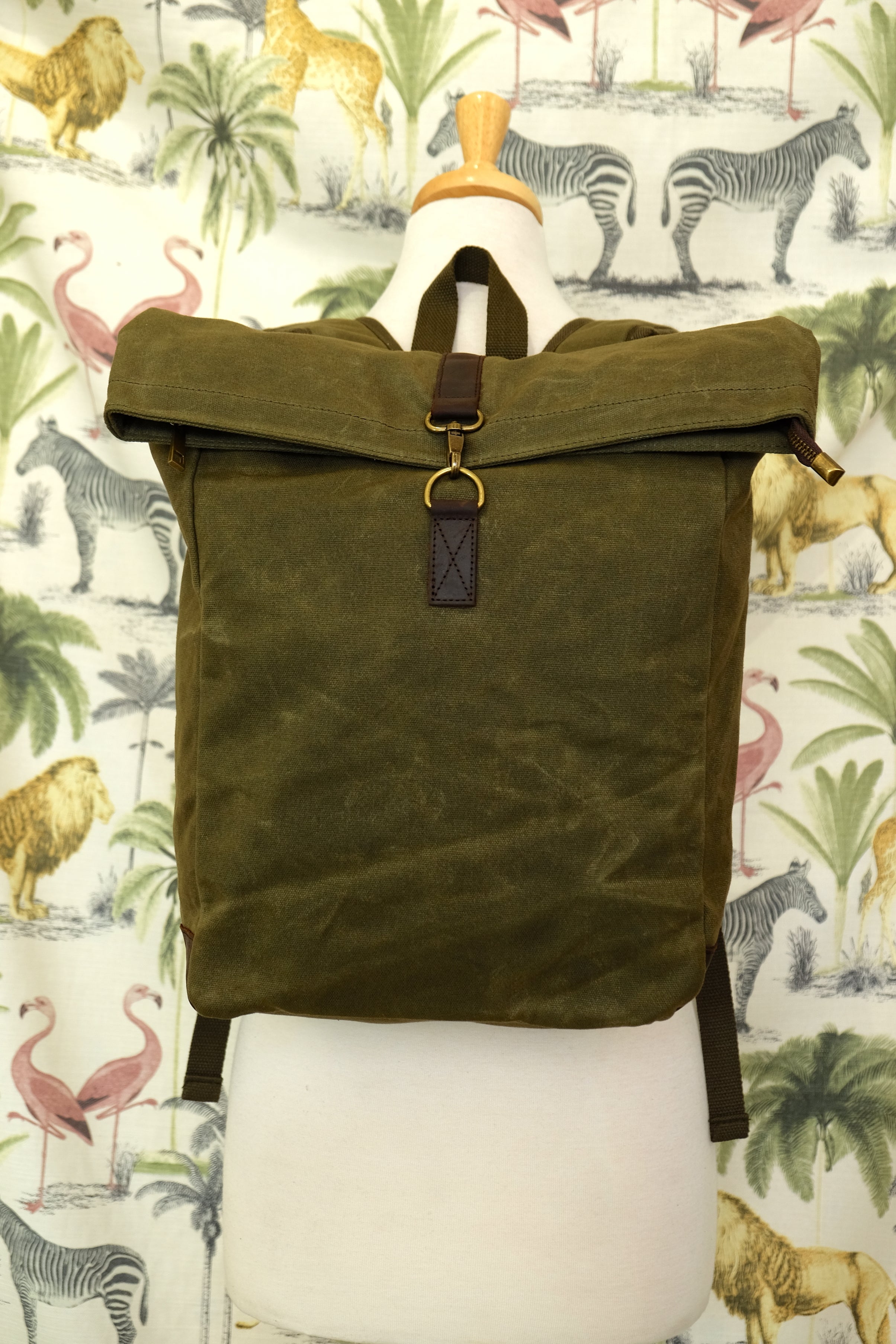Military Green Waxed Canvas Backpack