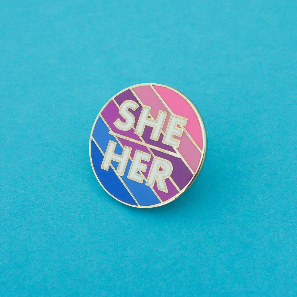 She/Her pronoun badge