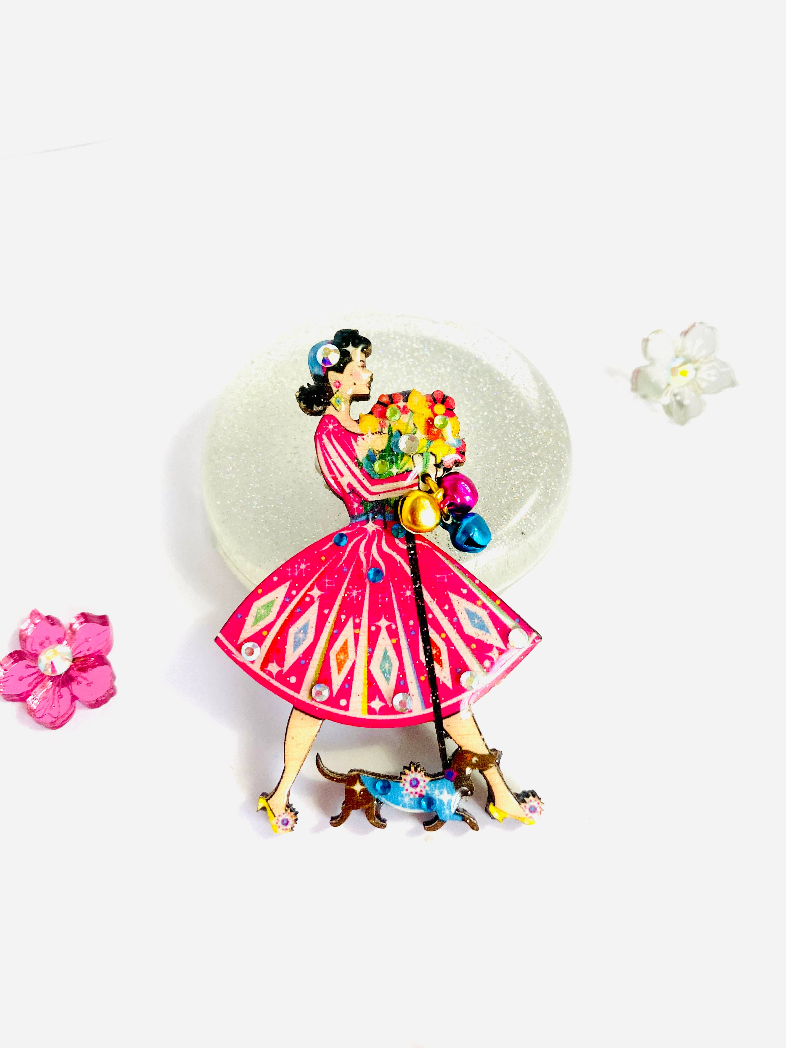 1950s retro quirky statement brooch by Rosie Rose Parker