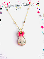 Laden Sie das Bild in den Galerie-Viewer, Retro spring easter bunny statement charm necklace by Rosie Rose Parker
