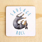 画像をギャラリービューアに読み込む, Sausage Roll Coaster - Dachshund -Drinks Coaster
