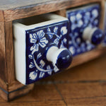 画像をギャラリービューアに読み込む, Mango Wood Daisy Blue Three Ceramic Trinket Box
